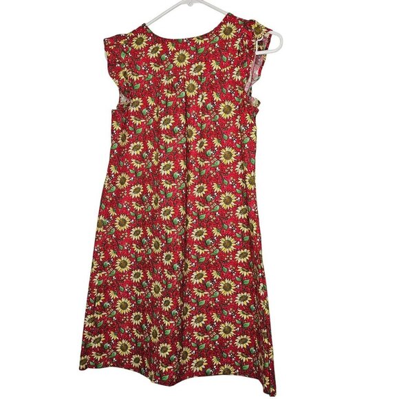 Homemade Floral Sleeveless Sunflower Dress Yellow Bee Pockets Flutter Sleeve 10 - Picture 2 of 6